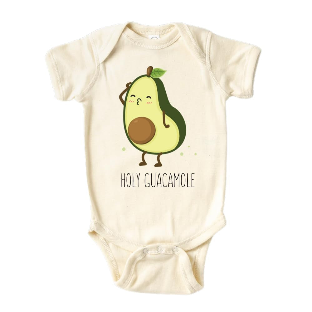 Holy Guacamole Baby Onesie® Avocado Baby Clothes for Baby Outfit for Baby Shower Gift (Short Sleeve Natural, 3-6M)