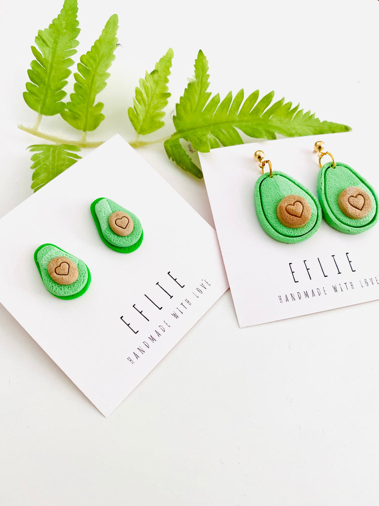 Avocado Dangling Stud Earrings | Cute Avocado Summer Fruit Dangling | Cute Food Dangle | Avocado Heart Dangling Earrings | Gifts for Her