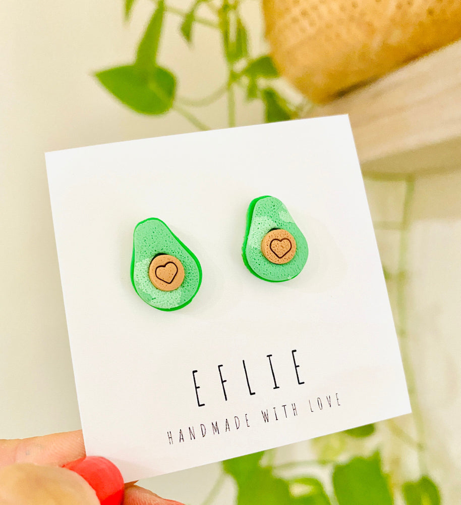 Avocado Dangling Stud Earrings | Cute Avocado Summer Fruit Dangling | Cute Food Dangle | Avocado Heart Dangling Earrings | Gifts for Her